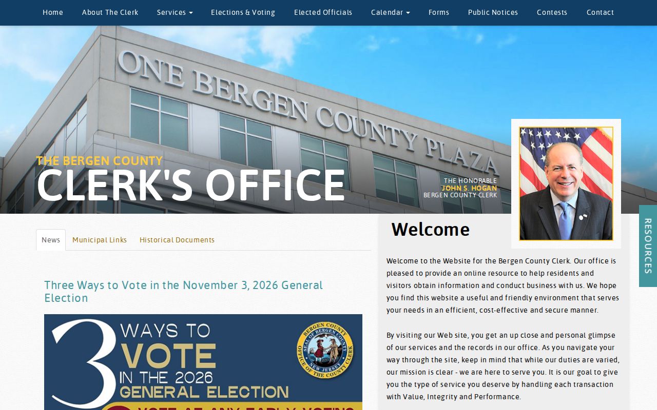 Hackensack residents directory Bergen County Clerk record office