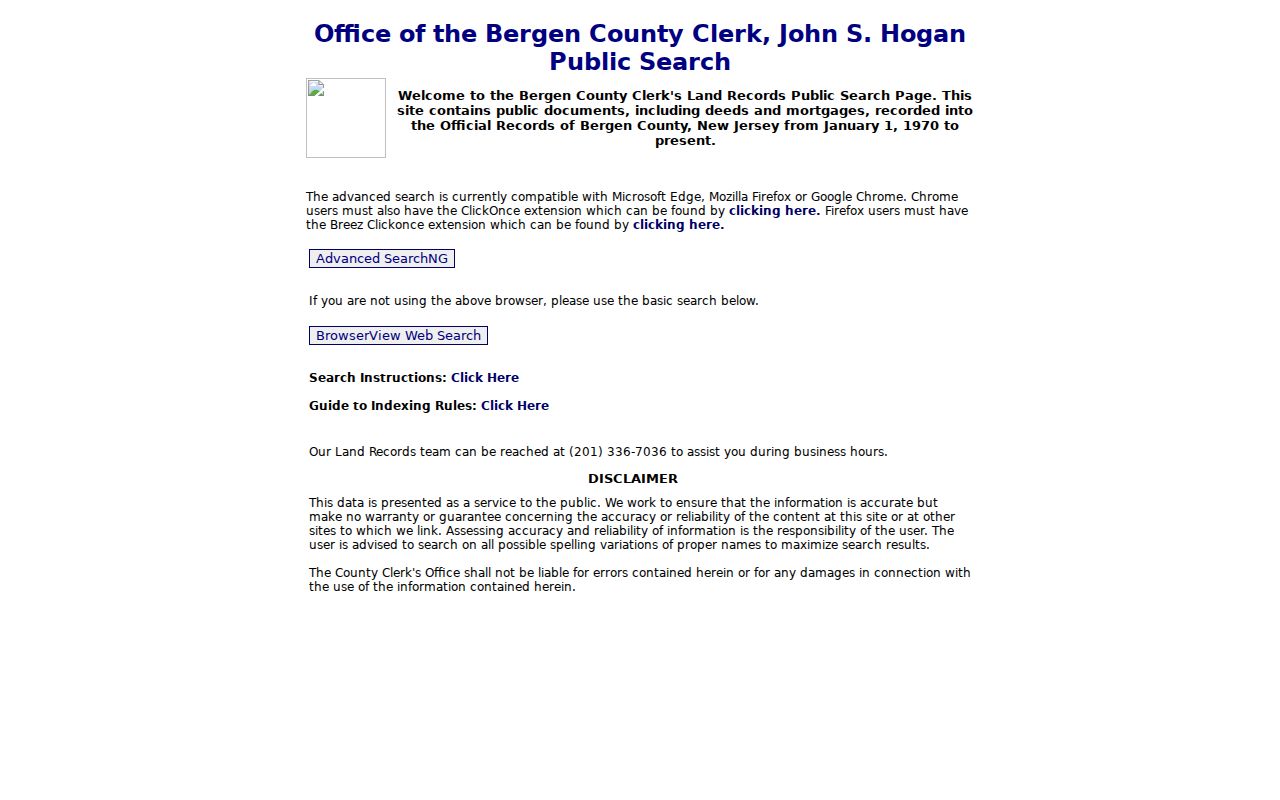 Hackensack residents directory Bergen Land Records deed index