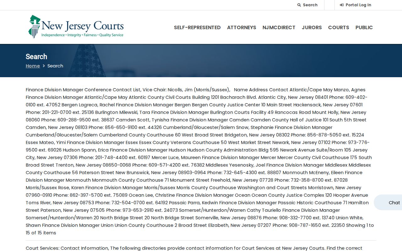 Hackensack residents directory New Jersey Courts public case search