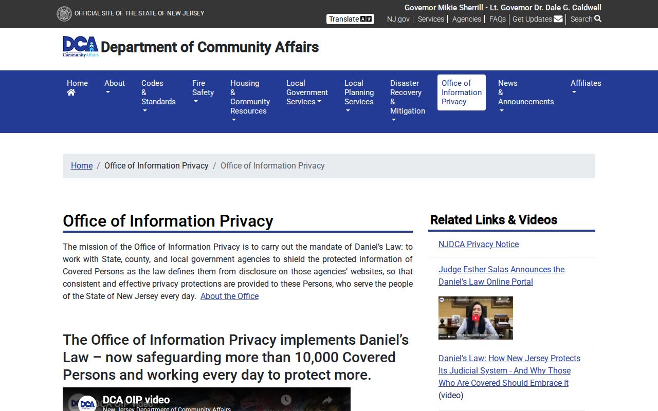 Hackensack neighbors Daniel's Law Office of Information Privacy route