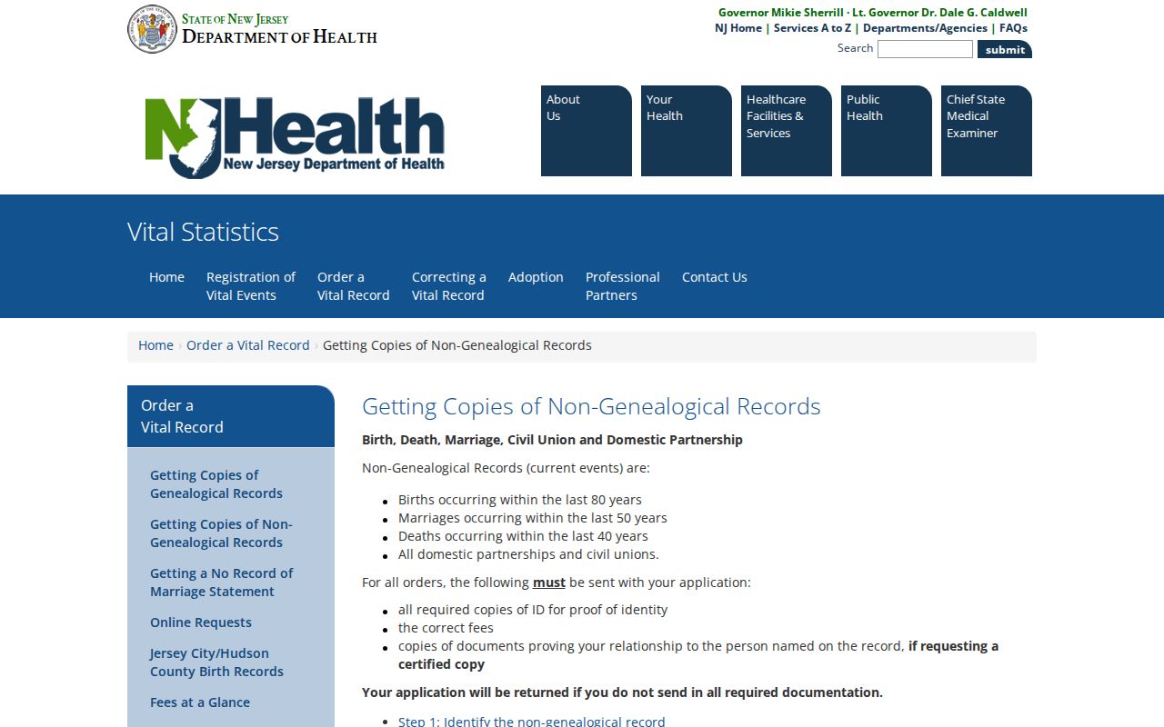 Hackensack resident lookup New Jersey vital-record eligibility instructions
